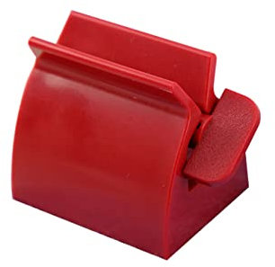 FRCOLOR Automatischer Zahnpastaspender Mit Sitzhalter Ständer Für Tuben Cremes Kosmetika Einfache Bedienung Hochwertiger Kunststoff Rot