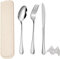QZLSAYSL Set De Couverts De Voyage, Couverts, Couverts De Voyage, BoîTe De Couverts RéUtilisables Pour L'éCole, Le Voyage, Le Camping-5pcs (beige)