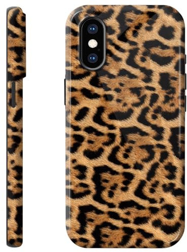 Mxfdegf for iPhone Xs Max Case,Dual Layer Hybrid Hard PC & Soft Silicone Defense Anti-Drop Anti-Scratch Protective Case for iPhone Xs Max 6.5”,Leopard Print