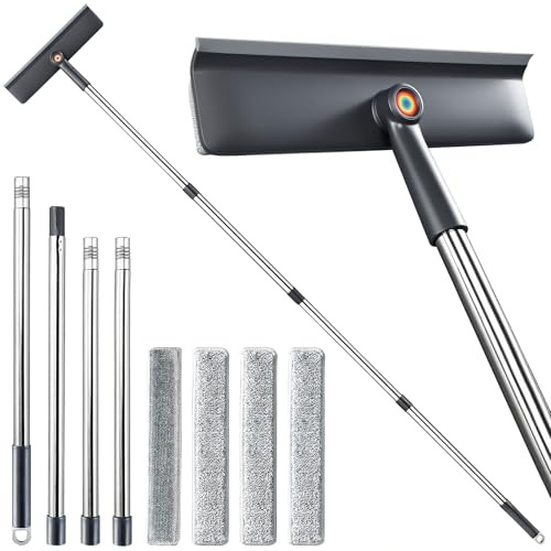 Purexa 3-in-1 Window Squeegee for Home - 60 Window Cleaning Kit with 3 Microfiber Cloths & Screen Brush, All-in-1 Cleaner Tool for Outdoor Windows, Glass Door & Screens, Lightweight & Easy Storage