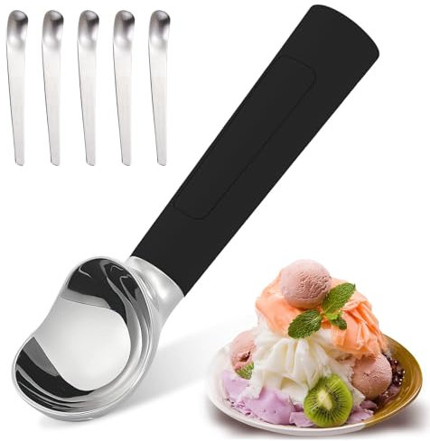 Cuchara eléctrica para helado con pantalla LCD, cuchara inteligente recargable de 2000 mAh, impermeable IP67, fácil de limpiar, capacidad de 2 onzas, incluye 5 cucharas de postre