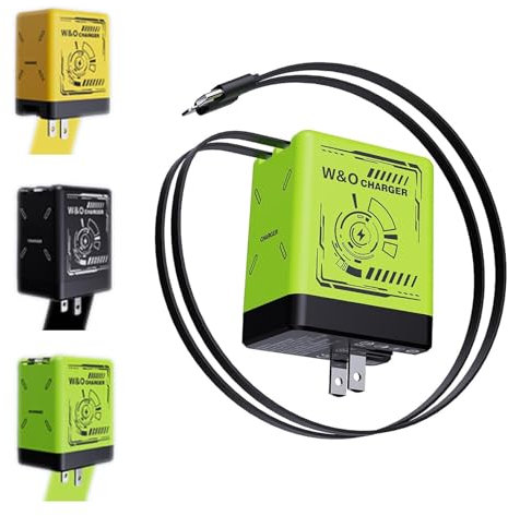 W&O 2 in 1 Gan (Type C/L), W&o 2 in 1 Gan 120w Fast Charger, All in One Foldable Plug with Type-C Cables, Retractable Phone Charger Wall Plug, Fast Charging Power Adapter for Smartphone (Green)