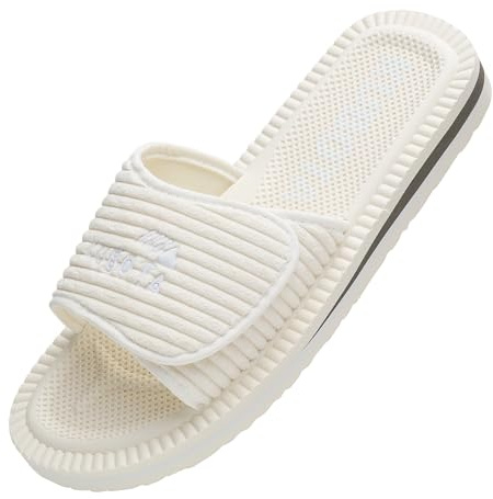 Kubota Badelatschen mit Klettverschluss - Badeschuhe für Herren & Damen - Badeschlappen für Strand – Baden Latschen - Schuhe fur Dusch und Sauna - Ecru - 41