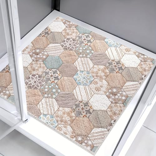 Lurowo Tappetino da doccia antiscivolo, 60 x 60 cm, in PVC, morbido e confortevole, per piatto doccia, ad asciugatura rapida, per piatti doccia (piastrelle esagonali, 60 x 60 cm)