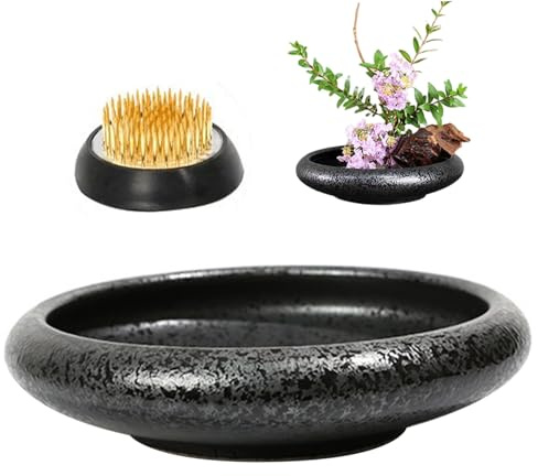 Ikebana Vasen Kit, runde Keramikblumenarrangementhalter für Innenräume, Wohnkultur, Retro