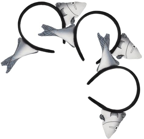 SHOWERORO 3pcs Cute Fish Headband Salted Fish Themed Animal Headband for Women Party Live Streaming Funny Costume Accessory Animal Hairbands