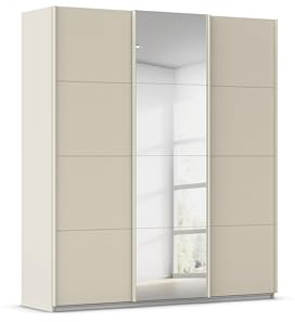 Rauch Möbel KULMBACH, Schwebetürenschrank, Farbe Beige, Breite 203 cm | Kleiderschrank mit Schwebetüren, Schiebetüren, 3-türig, mit Spiegel, Zubehör Premium, Schlafzimmer, Jugendzimmer, Garderobe