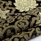 Brokatstoff mit Chinesischer Blumen-Stickerei, Seidiger Satin-Stoff,Verkauft per Meter (Schwarz)