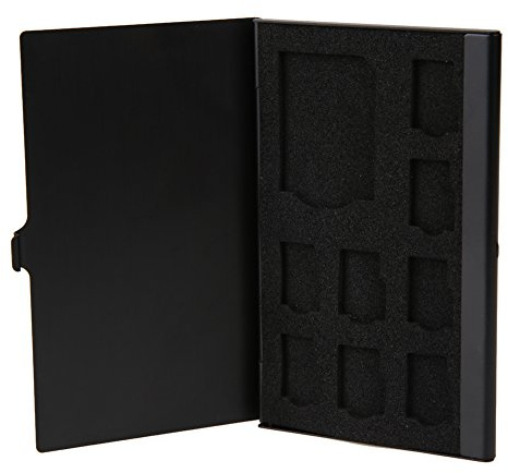 Demiawaking Monolayer Aluminium 1SD + 8TF Micro SD-Karten Pin Storage Box Case Holder Protector (Schwarz)