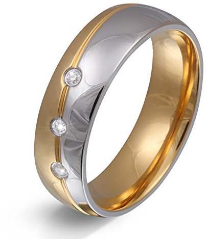 Juwelier Schönschmied - Unisex Partnerring Ehering Hochzeitsring Trauring Femar Edelstahl Zirkonia 50 (15.9) 168Dac