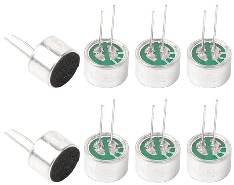 sourcing map 8 Piece/Lot with 2 Pin Cables Electret Microphone Pickup Cylindrical Electret Condenser Microphone Mic, 10mmx7mm