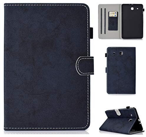 LMFULM® Case for Samsung Galaxy Tab E/SM-T560 / T565 (9.6 Inch) PU Magnetic Leather Cover Stent Function Holster Flip Cover for Galaxy Tab E 9.6 Tablet PC Dark Blue