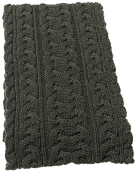 Aran Crafts Irischer Schal mit Zopfmuster, schwer, für kaltes Wetter, 25,4 x 162,6 cm, 100% Merinowolle, Grün (Army Green), Einheitsgröße