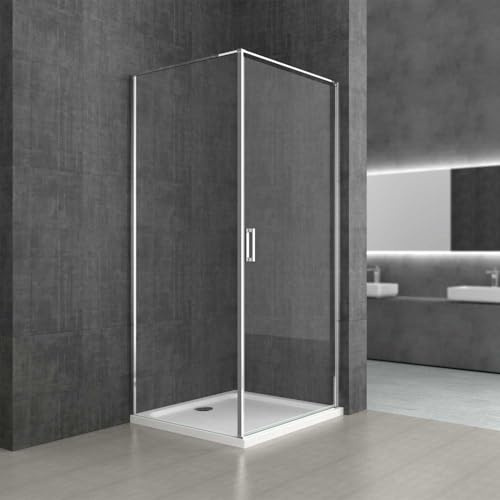 Durovin Bathrooms 1000 x 1000mm Corner Shower Enclosure Cubicle - Pivot Door Left Hand Side Handle