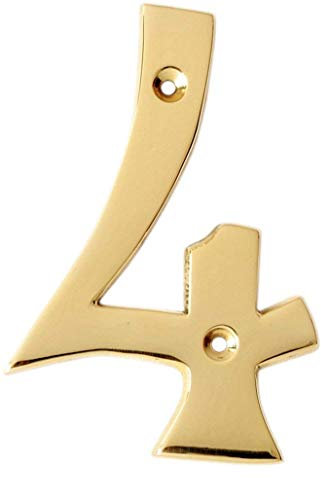 eSplanade 4 Brass House Hotel Door Number Plaque Sticky Numeric Numerical Digit 0-9 (4 (Four))
