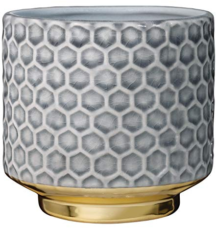 BLOOMINGVILLE Maceta Home - Macetero Decorativo Redondo para Flores e Plantas para Interiores S (10 cm ø), Gris, Cerámica
