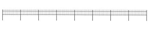 vidaXL Gartenzaun mit dekorativen Speerspitzen Schmuckzaun Metallzaun Zaun Zaunelemente Stahlzaun Gitterzaun Zaunfeld Tor Stahl 13,6x0,6m Schwarz