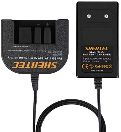 Shentec 1.2V-18V Caricabatterie compatibile con Batterie Black e Decker 7.2V 9.6V 12V 14.4V 18V Ni-MH/Ni-Cd Slide Style