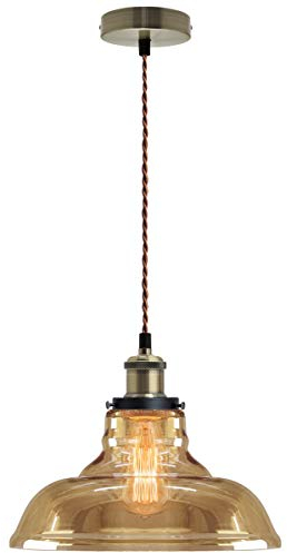 Long Life Lamp Company Modern Vintage Industrial Glass Bowl Pendant Light Shade Smoked Antique Brass Retro Loft Iconic M0-83-F