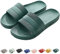 Herren Damen Badelatschen Streifen Hausschuhe Indoor-Haus Anti-Rutsch Dusche Badeschuhe Badeschlappen Rutschfest Pantoffeln Home Slippers Damen Plastik Schuhe Sandaeln Gr. 40/41 EU Dunkelgrün