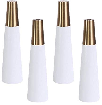 4 Pieces Solid Wood Adjustable Brass Sleeve Conical Straight Cone Replacement Furniture Feet Wood Table Legs Furniture Legs for Sofa Bed Cabinet Chair Couch Feet Wood Furniture Legs,White(20cm)
