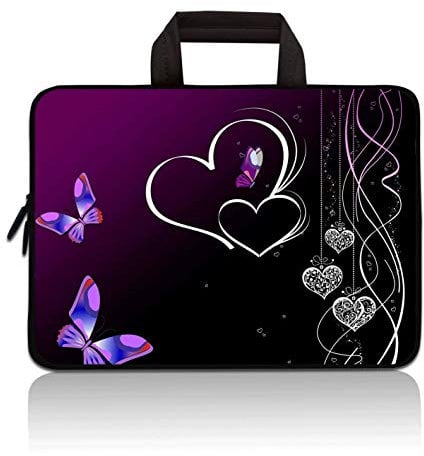 14 14.1 14.2 15 15.4 15.6 inch Inch Laptop Sleeve Case Protective Bag with Outside Handle,Ultrabook Notebook Carrying Case Handbag Compatible with Dell Toshiba HP Chromebook(Butterfly & Heart)