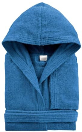 Morbidissimi Accappatoio Spugna Adulto Con Cappuccio, Cinturino e 2 Tasche, Accappatoi Uomo Donna in Spugna Morbida 400 gr/mq Puro Cotone V820 (Accappatoio Blu Royal, L)