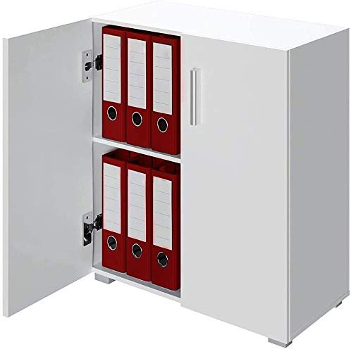 BAKAJI Mueble de Armario con Doble Puerta y 2 estantes Interiores Armario Armario Multiusos Cocina baño Oficina diseño Moderno de Madera MDF tamaño 77 x 31 x 60 cm (Blanco)