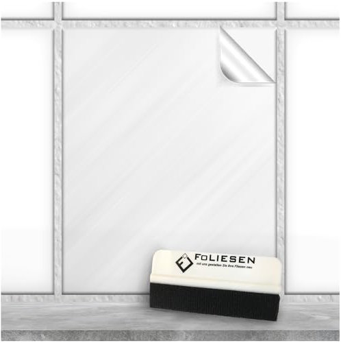 FoLIESEN Fliesenaufkleber 20x25 cm für Bad, Küche, Badezimmer - Fliesen-Folie selbstklebend - 50 Klebefliesen + Rakel, .:Bastia - 20x25 cm