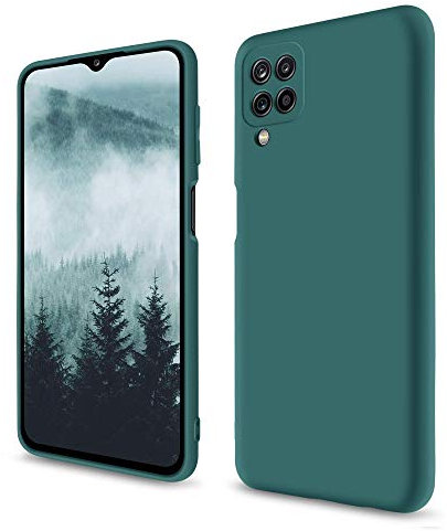 SouliGo for Samsung A12 Case Silicone Soft Gel Bumper Rubber Cover Girls Women Slim Microfiber Lining Rugged Anti-Scratch Non-Slip Shockproof Phone Cases for Galaxy A12 6.5 - Forest Green