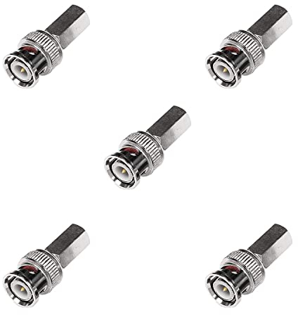 BRIEFCEC BNC Stecker RG59/RG6 Adapter, CCTV Koaxialkabel BNC Adapter mit Messingstift SDI Adapter für CCTV, Video, SDI Koax Stecker (Adapter-1, 5Stü, Silber)