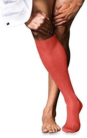 FALKE Herren Kniestrümpfe No. 10, Pure Fil d´Écosse Baumwolle, 1 Paar, Rot (Orange 8655), 45-46