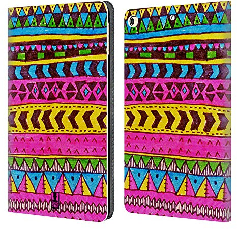 Head Case Designs Rosa Scarabocchi Aztechi Custodia Cover in Pelle a Portagoglio Compatibile con Apple iPad 9.7 2017 / iPad 9.7 2018