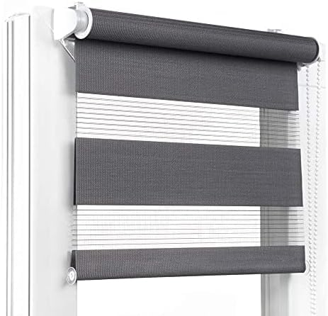 Fenster DEKOR - Rollos für Fenster Dunkelgrau - Klemmfix Rollo ohne Bohren 150 x 45 cm - Doppelrollo mit einer breiten Auswahl an Größen und Farben - Blickdichte Rollos, einfach zu montieren