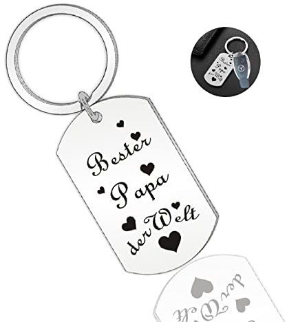 Schlüsselanhänger mit Gravur Bester Papa der Welt Schlüsselanhänger für Papa Personalisiert Silber Schlüsselanhänger als Vatertagsgeschenk Personalisierte Geschenkidee Schlüsselanhänger, Papa Geschenk