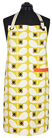 Orla Kiely Wild Rose Stem Ochre Cotton Apron for Women Men Cooking 860mm x 670mm