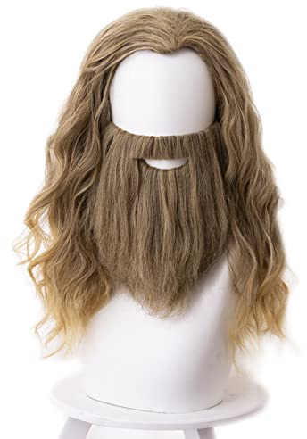 45cm Fat Thor Cosplay Wig Blonde Curly Heat Resistant Synthetic Hair Wig