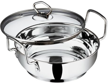 Vinod Stainless Steel Kadhai with Glass Lid - 5.8 Litre, 30cm | Extra Thick, SAS Heavy Bottom | Kadai for Cooking | Induction and Gas Base | 2 Year Warranty - Silver