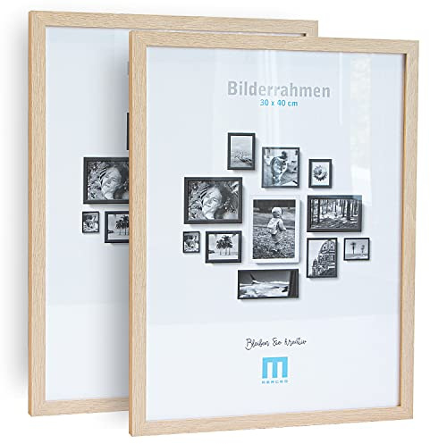 2 Stk. Bilderrahmen 30x40cm in natur aus MDF, minimalistisch & modern für Fotos & Bilder. Inkl. Acrylglasschutz. Eignet sich als Tisch-Aufsteller und für die Wand, Hochformat oder Querformat.
