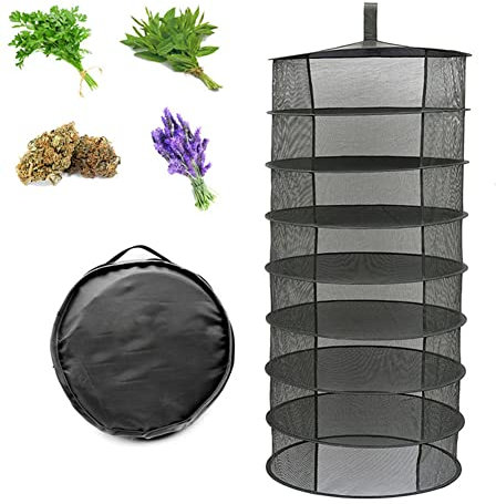 Ailgely Essiccatore per Erbe Appendere Rete di Essiccazione Erbe Rete di Essiccazione Appeso Pieghevole 6 Strati con Cerniera per Verdure, Piante