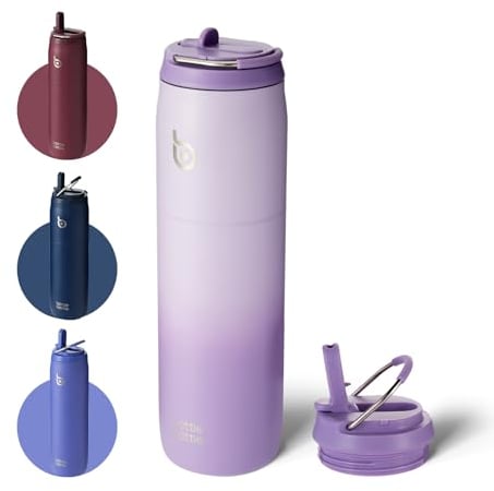 Bottle Bottle Insulated Water Bottle 950ml(32oz) with Straw and Lid for Sports and Gym Stainless Steel Metal Drink Flask for Hot Water with Handle (Purple Gradient)