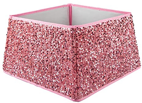 Christmas Box Style Sequin Tree Skirt Foldable - Rose Pink 5228