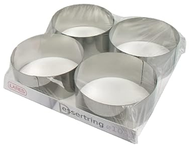 EKM Living Lares Torten- / Dessertring mit Ausdrückhilfe Made in Germany/Ø 10cm, Höhe: 4,5cm / Burgerringe/Servierringe/Back-/Speiseringe + Gratis 4er Set Edelstahl Trinkhalme (Dessertring)