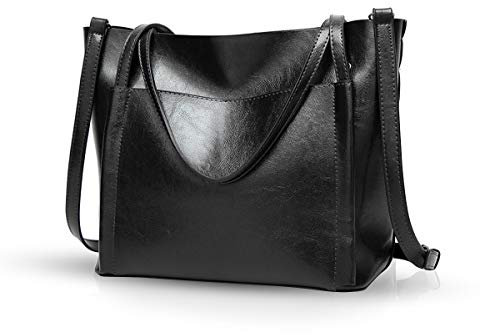 ADITAM Schwarz Damen Handtaschen Weiches Leder Große Laptop Tote Umhängetaschen Schick Double The Comfort