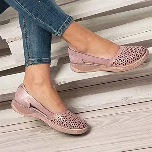 BBPM Sandales Femme Été Chaussures Pieds Sensibles Chaussures Pieds Larges Chaussure Femme Confortable Sandales à Bout Ouvert Sandale Randonnee Chaussures De Loisirs,Rose,EU39/US7.5