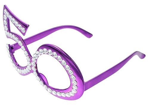 ABOOFAN 1 Paar Geburtstagsbrille Lila Sonnenbrille Party-kostüm-brille Sonnenbrille Für Erwachsene Hawaiianische Brille 50 Geburtstagsgeschenke Gedenken Plastik Violett Papiergläser