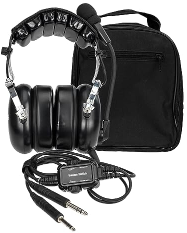 Retevis General Aviation Headset, Mono- und Stereo-Kompatibilität, Lautstärkeregelung, 3,5-mm-Link-Buchse, einstellbare Mikrofonverstärkung, 3,5-mm-Kabel, Headset-Tasche (1 Stück)