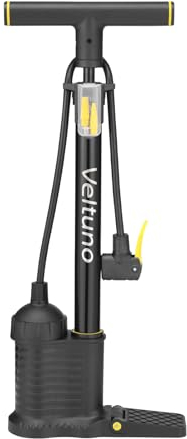 Veltuno Fahrradpumpe, Hochdruck, Boden-Fahrradreifenpumpe mit Boost-Gerät, kompatibel mit Presta- und Schrader-Ventil, für Fahrrad, Bälle, Roller usw