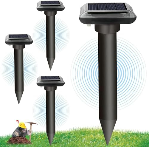 Scaccia Talpe Ultrasuoni Solare, Repellente per Topi 4 Pezzi, Ultrasuoni per Topi, Repellente Talpe Ultrasuoni Solare con Impermeabile, Dissuasori per Talpe,Anti Talpe,Gopher, Serpenti