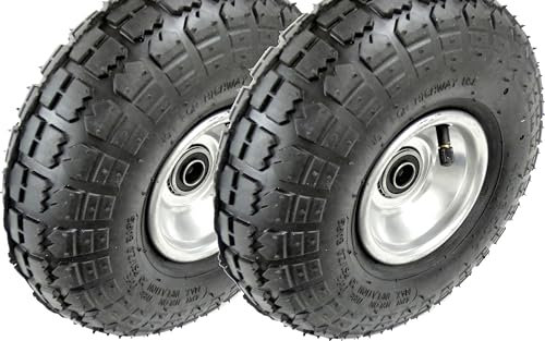 HBH Schwerlast Ersatzrad für Sackkarre TK320 (10x3,50-4 Radgröße, Stahlfelge, Kugellager, Luftrad) 2 Stück